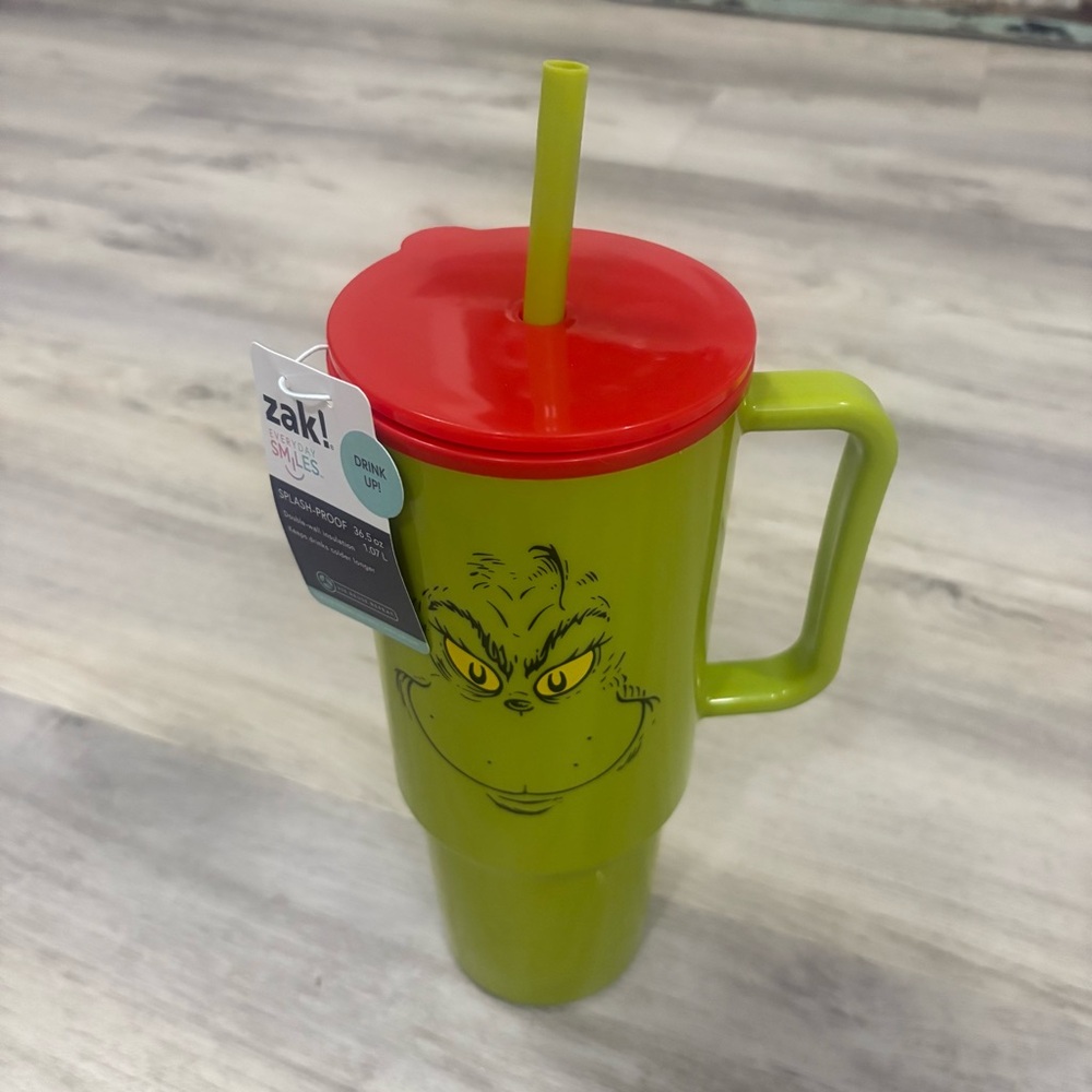 Zak! How The Grinch Stole Christmas Green Water Bottle Tumbler NWT